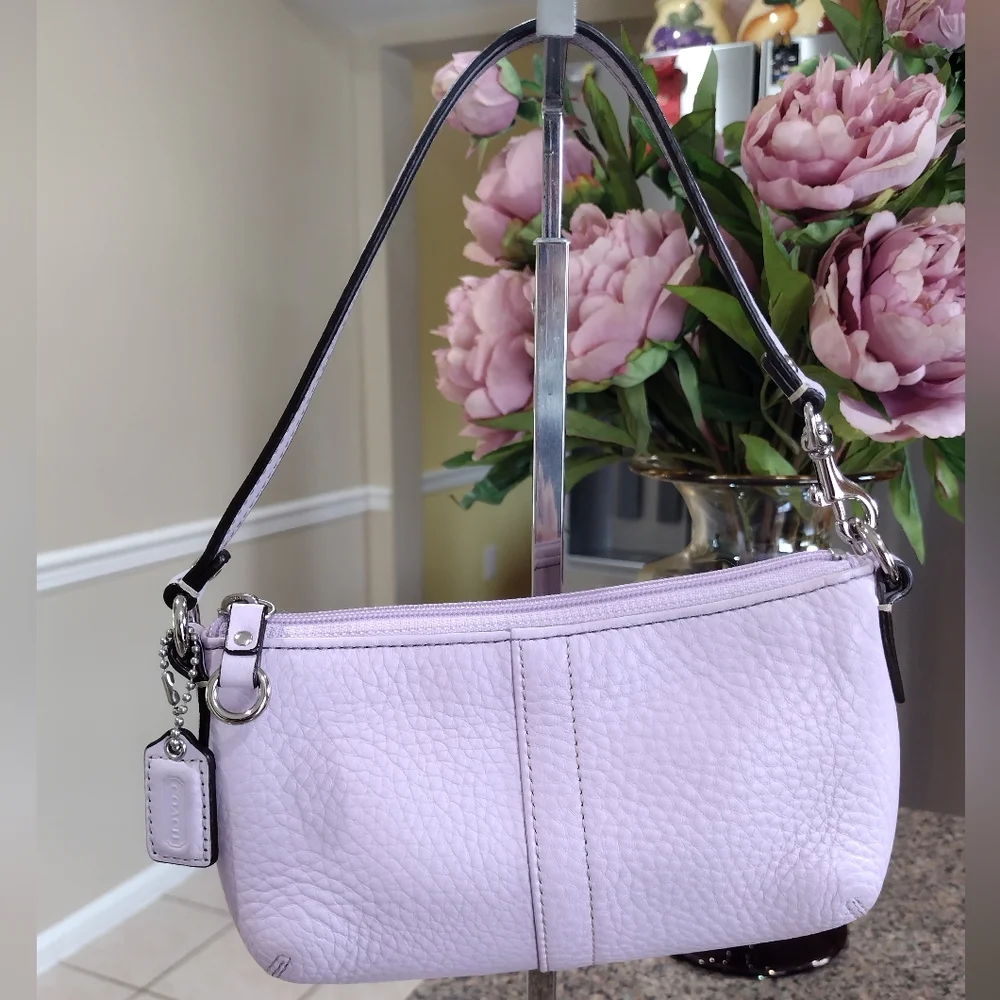 COACH Light Purple Pebbled Leather Wristlet